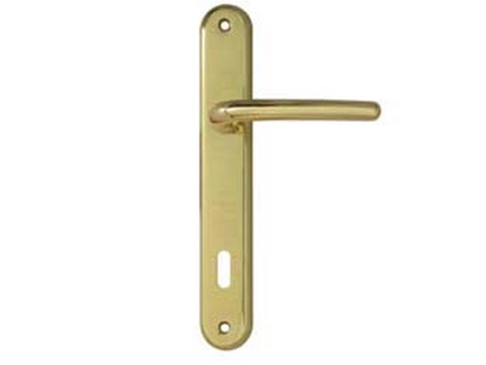 1paio maniglia vega con placca in zama finitura ottone lucido - mm.90 foro normal cod:ferx.fer147002