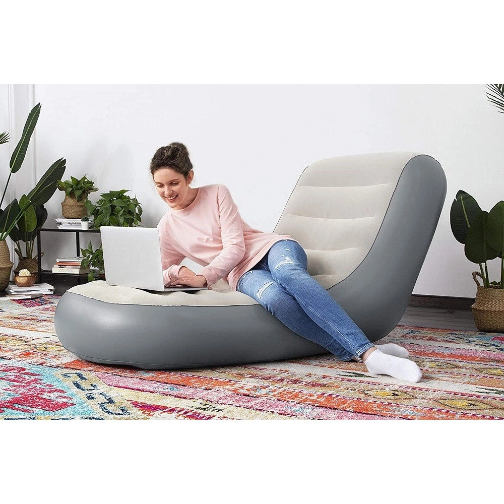 Trade Shop - Poltrona Gonfiabile Chaise Sport Lounger 165x84x79 Cm Superficie Floccata 75064 -