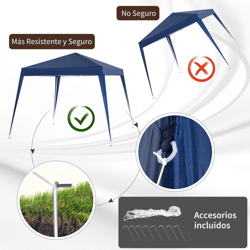 Tenda da Giardino Pieghevole 3x3 m ¨C zephmum ¨C Blu Anti-UV Impermeabile con Borsa