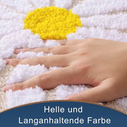 Tappeto da bagno beige con margherite - Antiscivolo, lavabile e assorbente - 40 x 60 cm