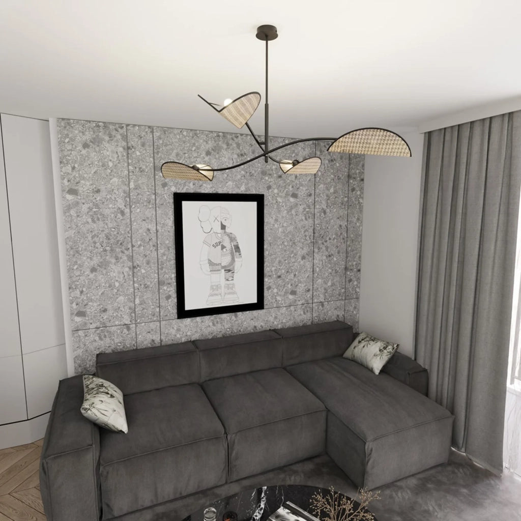Plafoniera Moderna Ares Acciaio Nero 4 Luci E14 Ip20