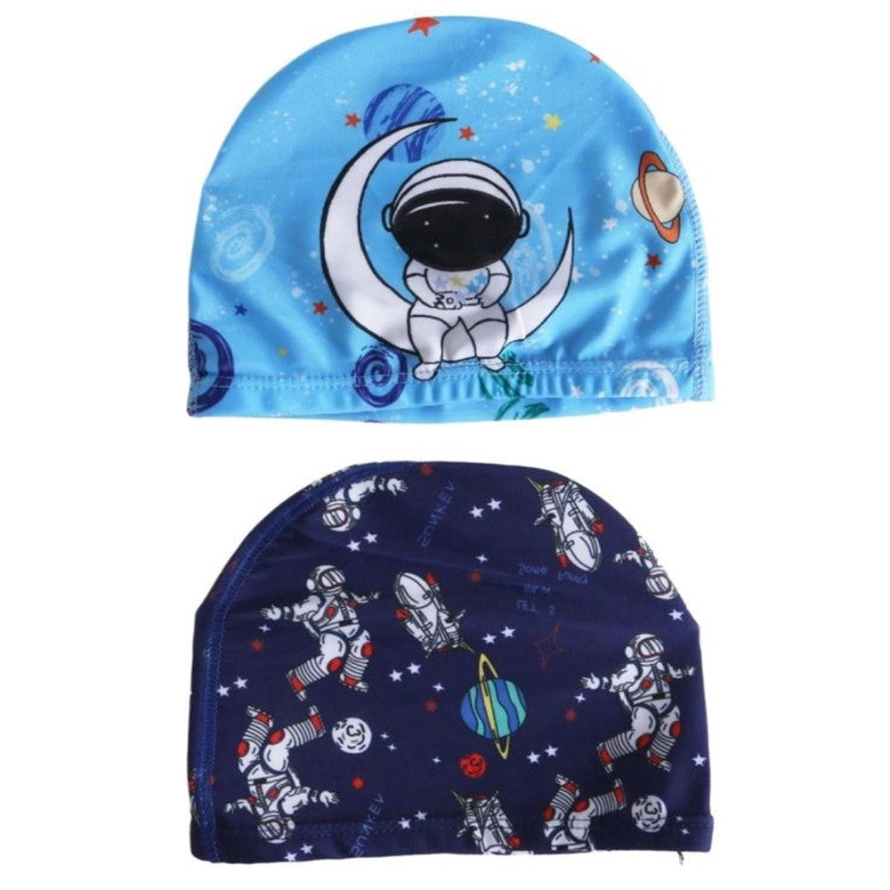 Trade Shop - Cuffia Da Nuoto Piscina In Tessuto Per Bambini 7+ Anni Con Stampe Spaziali 20cm 618444 -