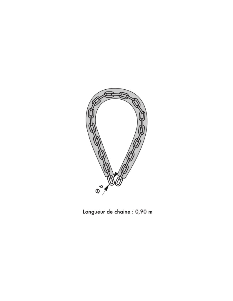 Catena in acciaio zincato Ø 6 mm, L 0,90 m, con guaina in PVC – THIRARD