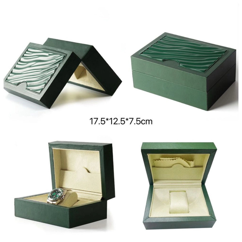 Trade Shop - Scatola Porta Orologio Luxury Verde 17.5x12.5x7.5 Cm Con Interno Vellutato -