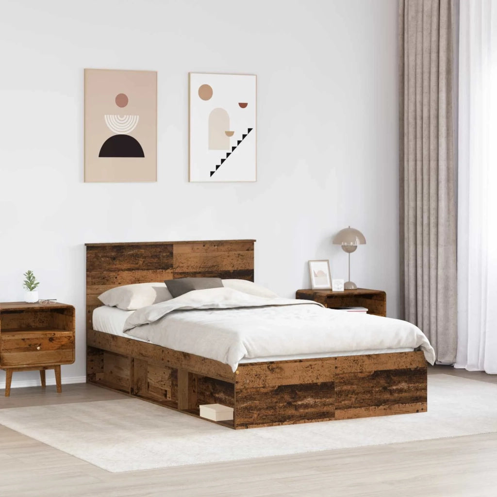 Struttura del letto con testiera Legno vecchio 135 x 190 cm