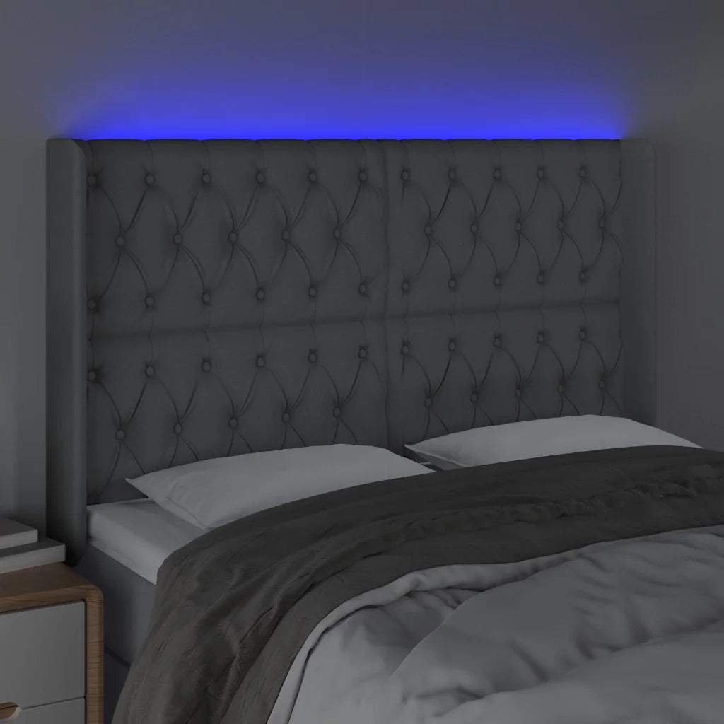 Testiera a LED Grigio Chiaro 163x16x118/128 cm in Tessuto 3124390