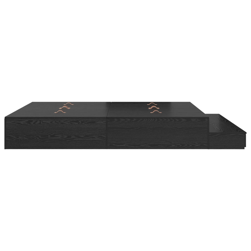 Struttura letto contenitore Nero Rovere 200x200 cm