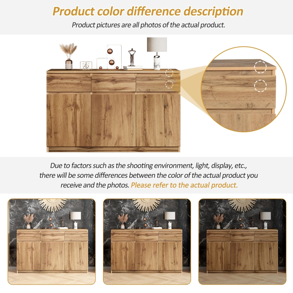 Credenza con 3 ante e 3 cassetti - per soggiorno - in truciolare - legno - 135×40×81 cm