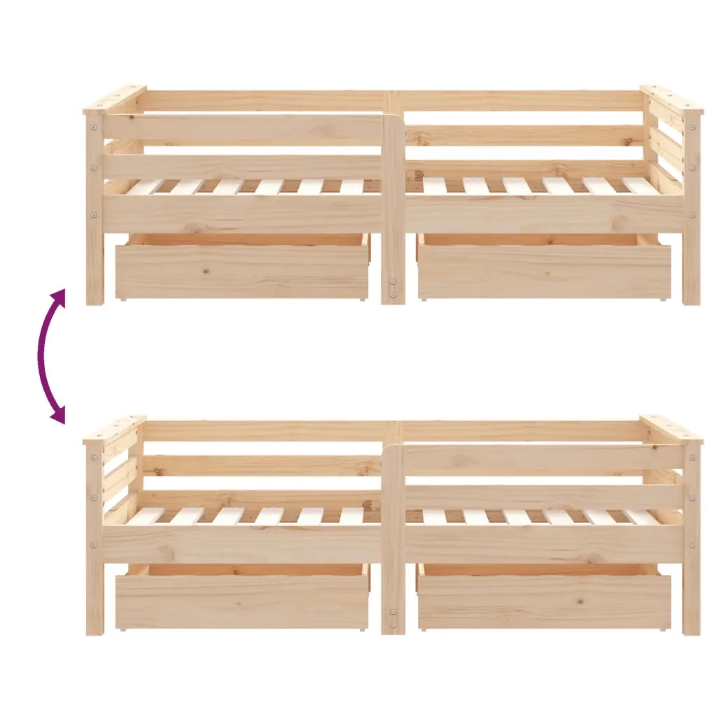 Giroletto Bambini con Cassetti-Struttura Letto Bambini 70x140 cm Legno Massello di Pino 217342