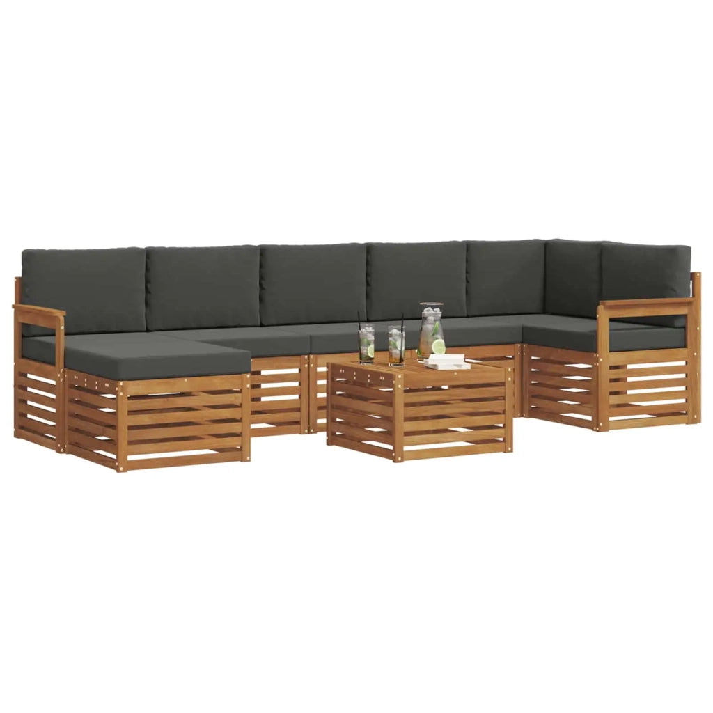 Set di divani da esterno con cuscino 8 pcs Naturale e Antracite