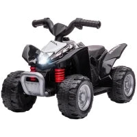 Quad Elettrico per Bambini 18-36 Mesi con Luci LED, Clacson e Pedali, 65.5x38.5x43.5 cm, Nero