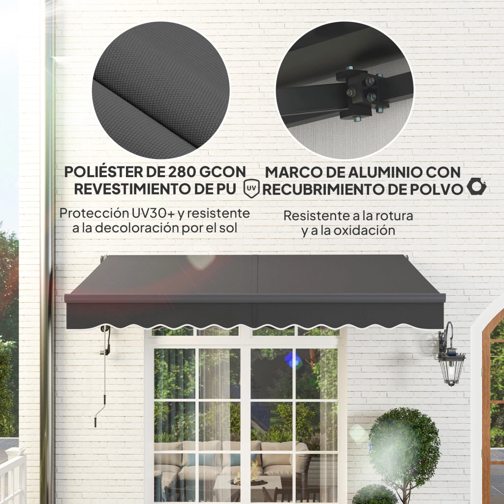 Toldo Retrattile per Giardino e Terrazzo ¨C zephmum ¨C Grigio Scuro 296x250 cm