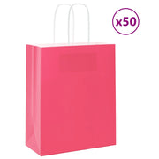 Sacchetti di Carta 50 pz con Manici Rosa 18x8x22 cm