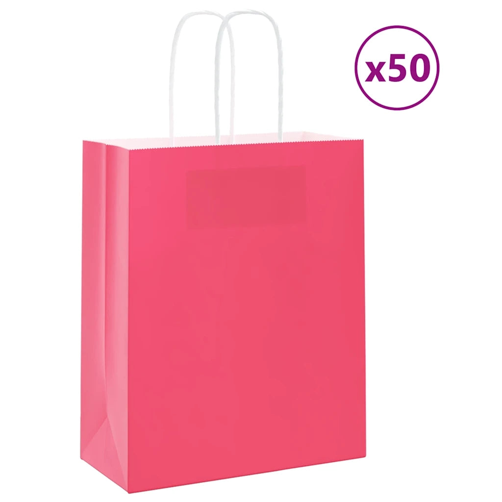 Sacchetti di Carta 50 pz con Manici Rosa 18x8x22 cm