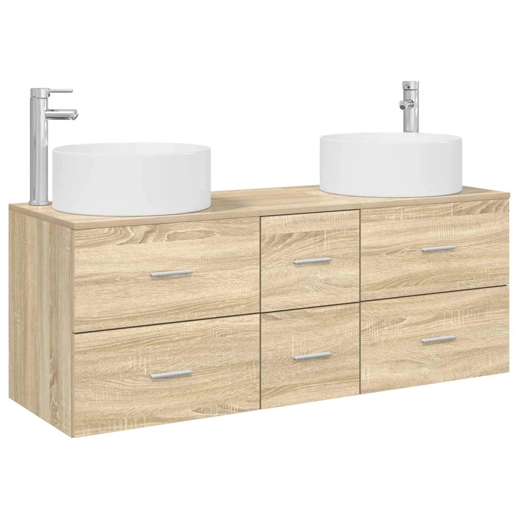 Set di mobili per il bagno 3 pz Rovere Sonoma 3405957