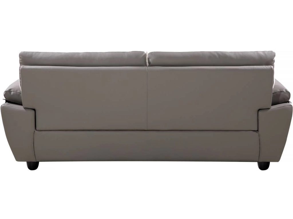 Divano fisso in pelle ricostituita e PVC " Dallas" - 210 x 88 x 90 cm - 3 posti a sedere - Grigio/bianco
