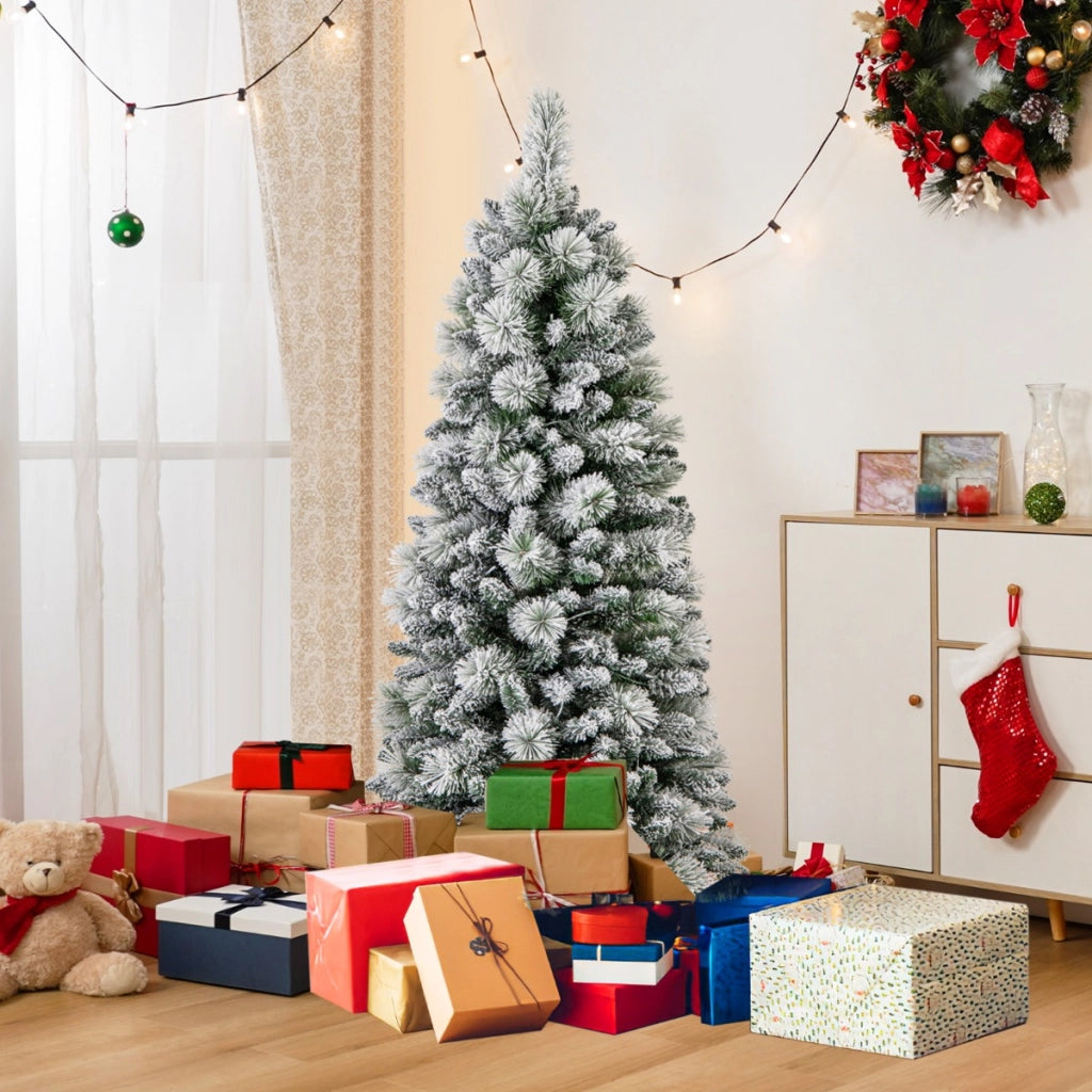Albero artificiale aghi pino led e babbo natale gonfiabile orso, Albero natale pieghevole bianco caldo e gonfiabile di natale-Natale