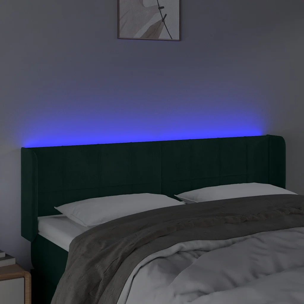Testiera a LED Verde Scuro 147x16x78/88 cm in Velluto