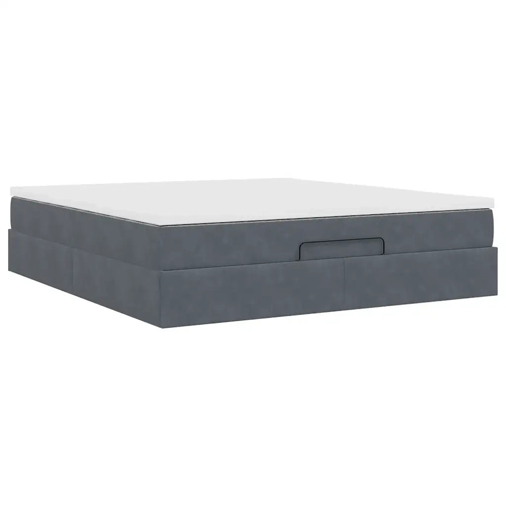 Struttura Letto Pouf con Materasso 160x200 cm in Velluto 3311196