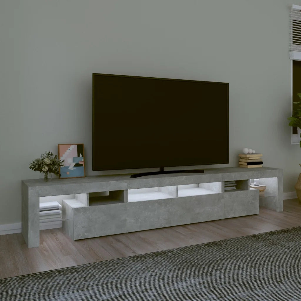 Mobile Porta TV con Luci LED Grigio Cemento 230x36,5x40 cm 3152789