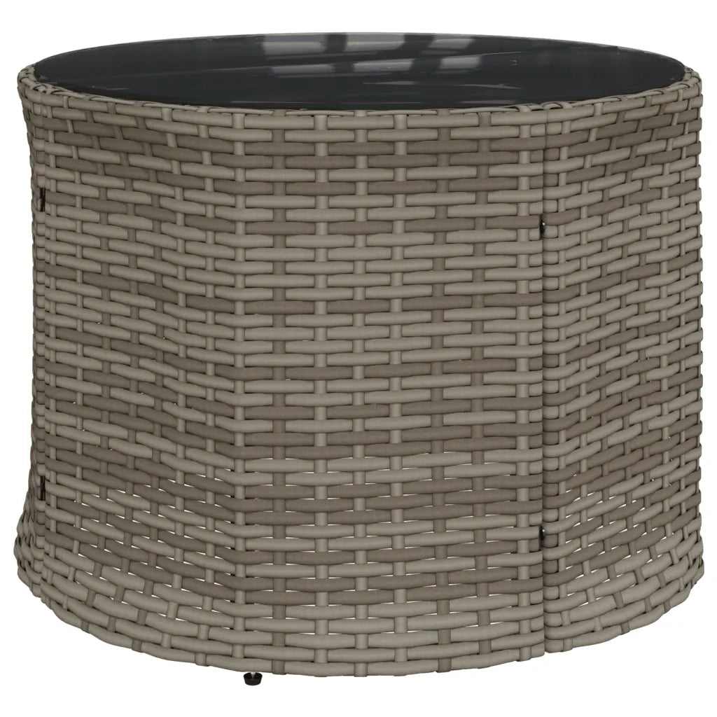 Divano da Giardino Tavolo e Cuscini Circolare Grigio Polyrattan