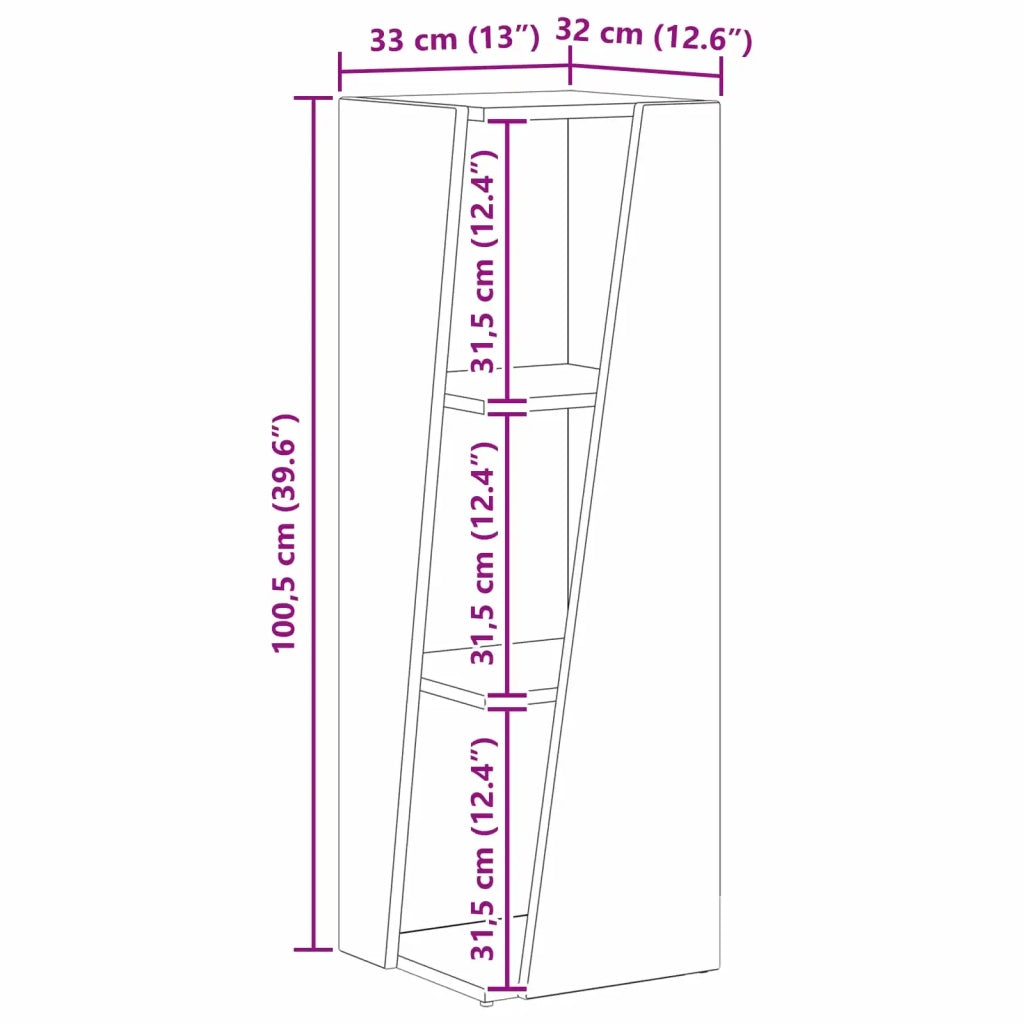 Mensola laterale Grigio cemento 33 x 32 x 100,5 cm CFW9877340