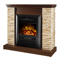 Camino Elettrico da Pavimento 90,3x98x30 cm Effetto Fiamma 2000W Rock & Cristina Noce