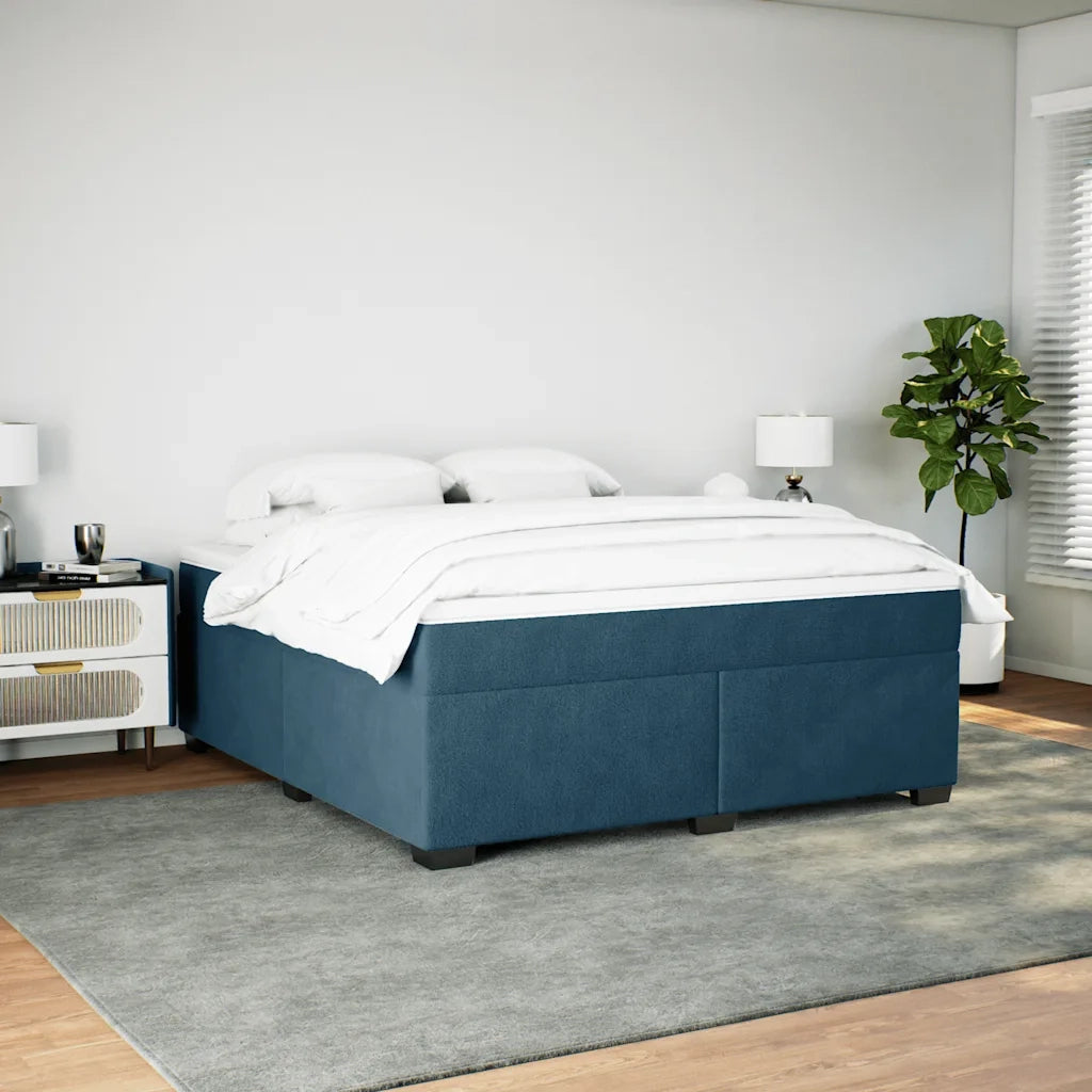 Giroletto a Molle con Materasso Blu Scuro 180x200 cm in Velluto 3285303