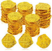Decorazioni per Festa Pirata - Replica di Monete d'Oro - 100 Pezzi - Materiali Plastici - Dimensioni 3,7 x 3,5 cm - Non Tossico - Sicuro - Monete Pirata