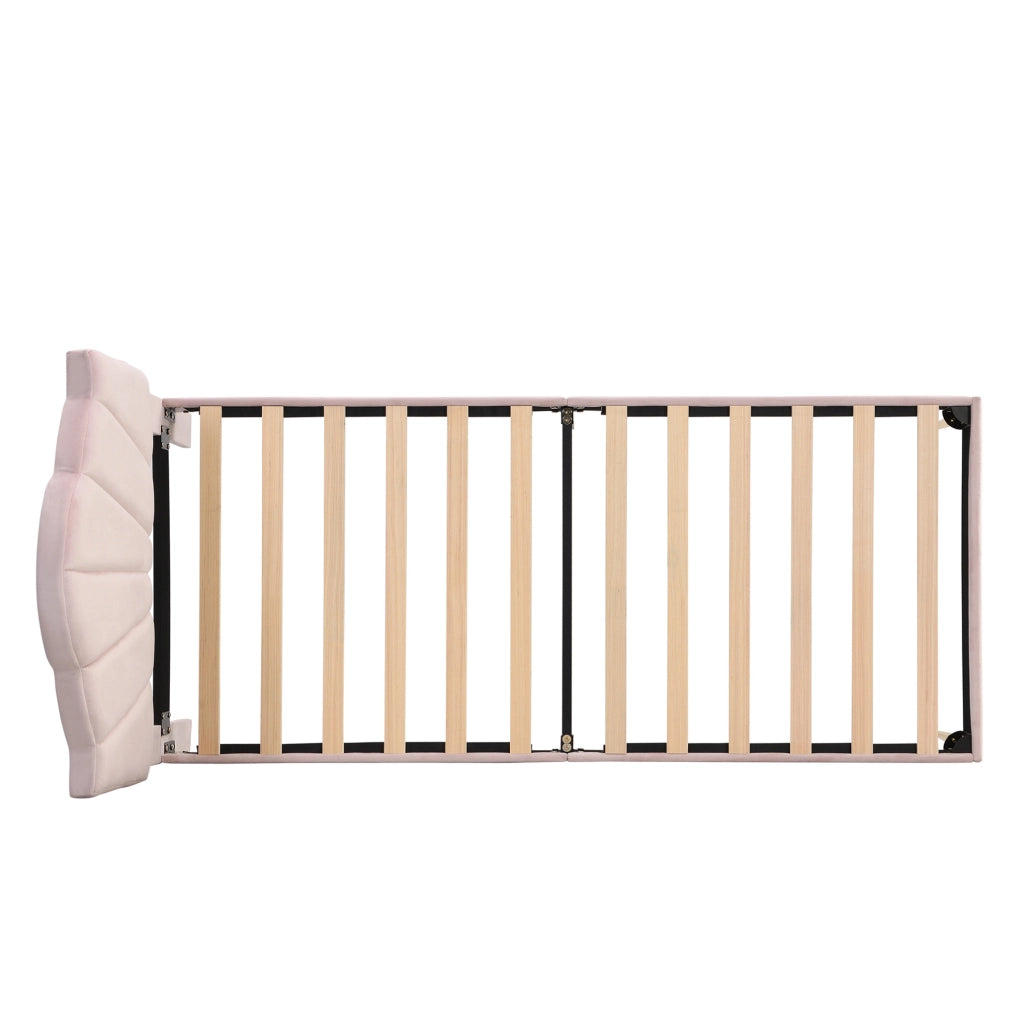 Letto imbottito in velluto 90x200 cm con testiera regolabile; rosa