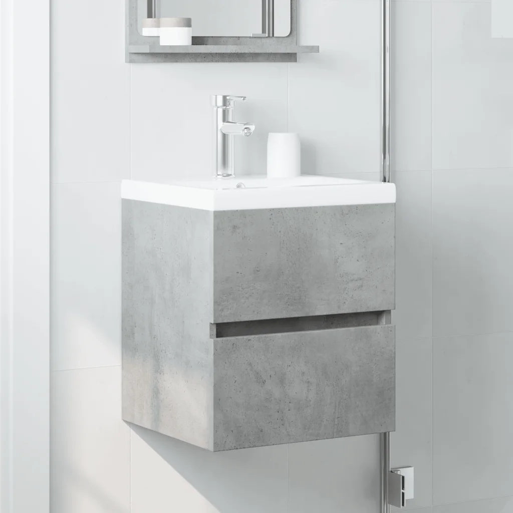 Mobile Lavabo-Armadietto da bagno Grigio Cemento 41x38,5x45 cm in Legno Multistrato