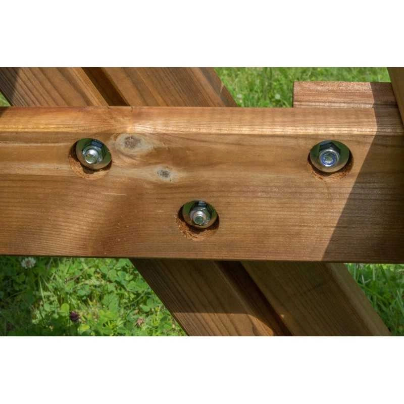 Tavolo picnic in legno con panche integrate, set 6 posti pino impregnato per giardino e terrazzo - Esterni da Vivere
