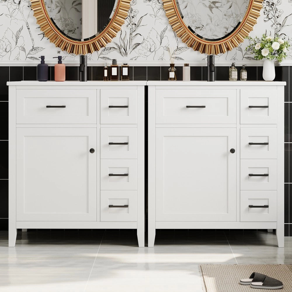 Mobile Bagno con Lavabo Integrato ¨C Xylo ¨C Bianco, 4 Cassetti, 76x46x90 cm