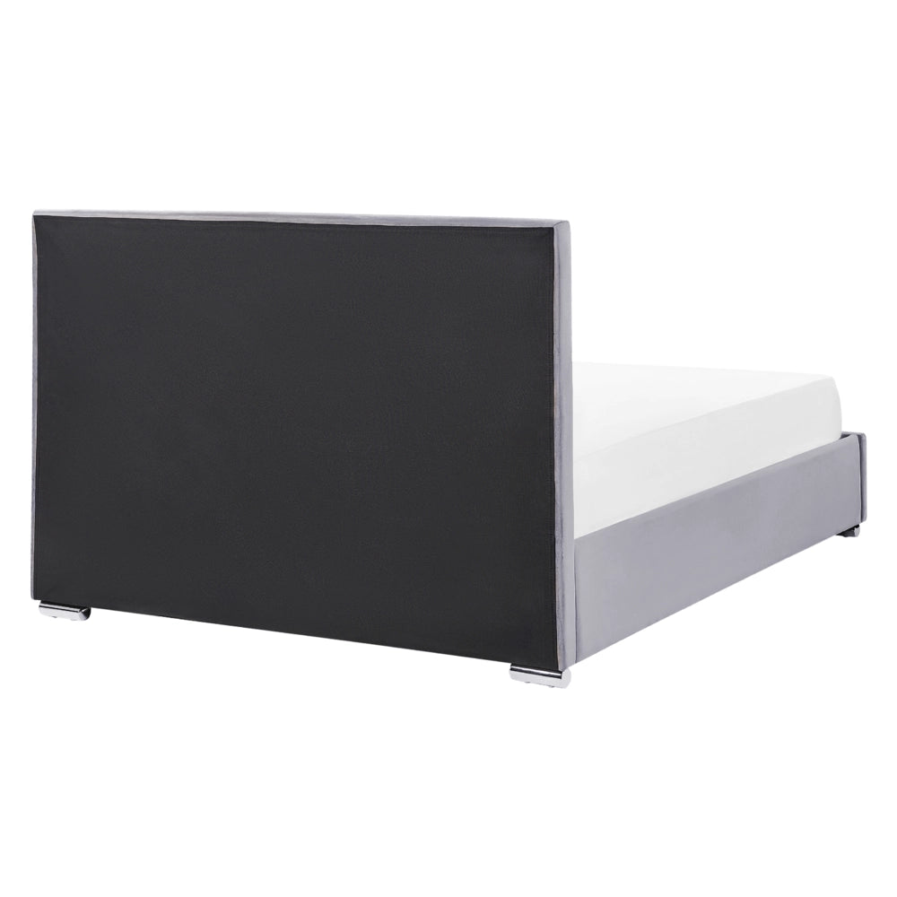 Letto matrimoniale in velluto con contenitore grigio scuro 160 x 200 cm design moderno imbottito con testiera ottomana