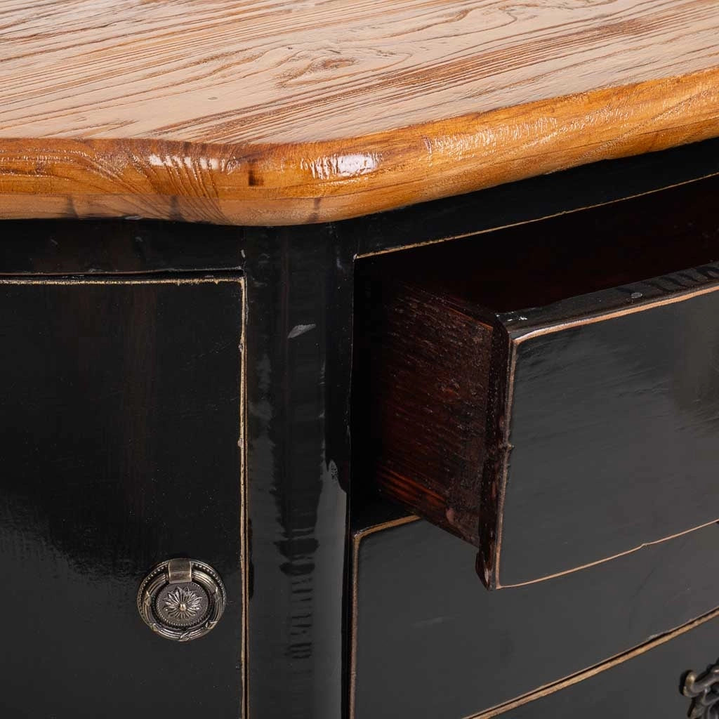 Credenza in legno dipinto a mano nero 115x45x83h cm