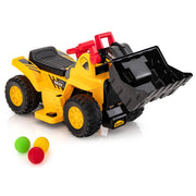 Escavatore elettrico per bambini a batteria, Cavalcabile con benna controllabile vano nascosto effetti sonori
