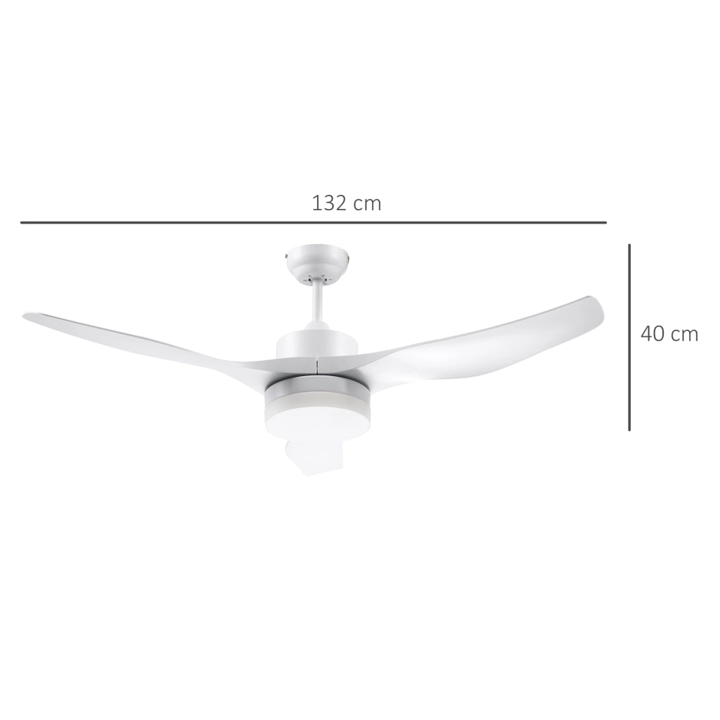 EasyComfort Ventilatore da Soffitto con Luce LED a 3 Modalità con Telecomando, 6 Velocità, Φ132x40cm