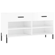 Panca Porta Scarpe | Scarpiera | Mobile per scarpe Bianco Lucido 102x35x55 cm Legno Multistrato