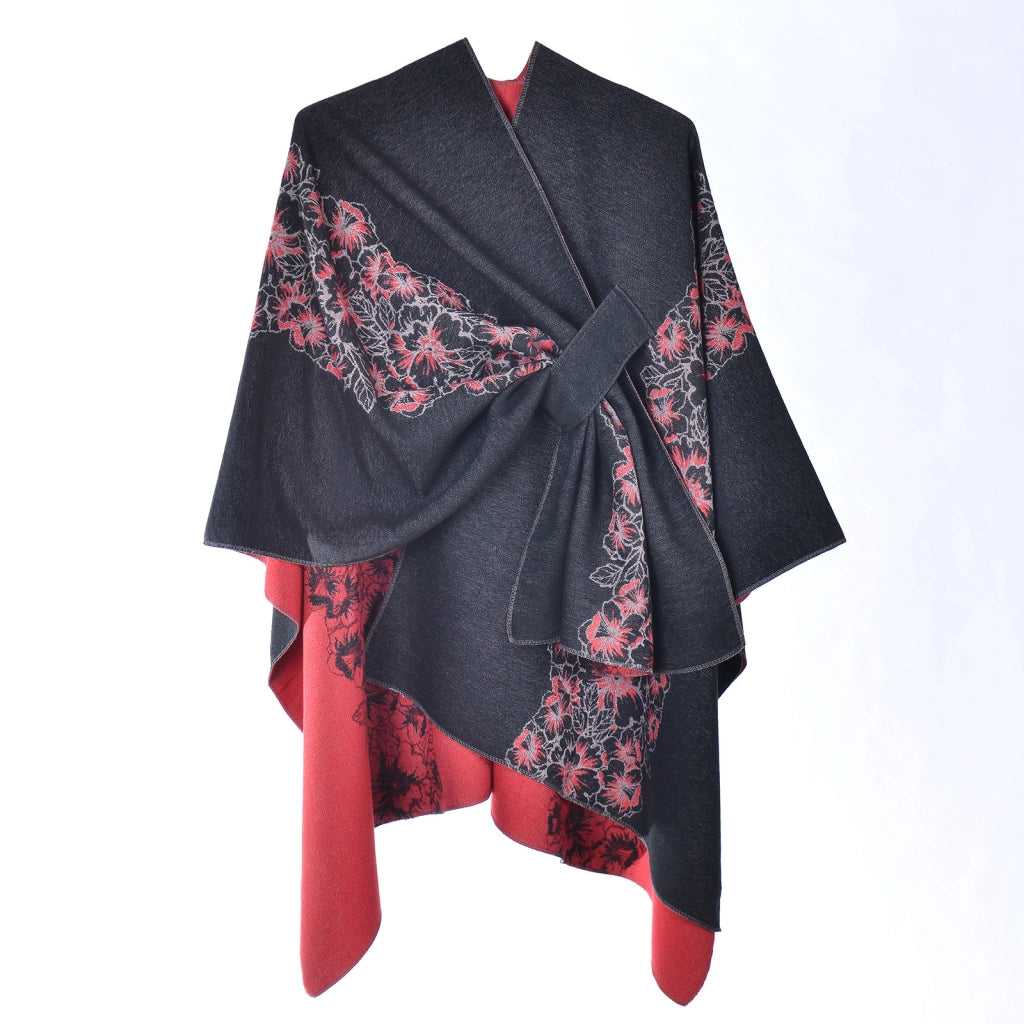 Mantella da donna in cashmere double-face con spacco