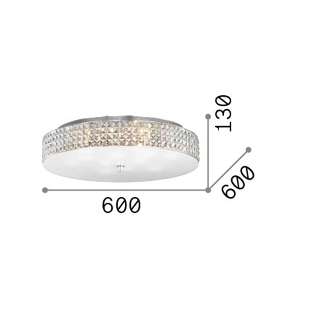 Plafoniera Contemporanea Roma Metallo-Cristallo Cromo 12 Luci 3W 3000K