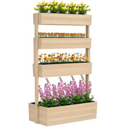 Fioriera Giardino 4 Livelli Legno ¨C Zephmum ¨C Legno Naturale con Fori Drenaggio
