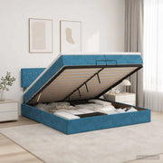 Letto Ottomano con Materasso e LED Blu scuro 200 x 200 cm 3457093