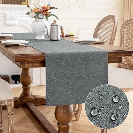 Tavolo con Copertura in Lino Finitura Liscia, 40x180cm, Materiale Polyester, Resistentente all'Acqua e al Vapore, con Effetto Foglia di Loto, Impermeabile e Resistente ai Graffi, Ideale per la Sala da Pranzo, Matrimoni, Feste e Natale