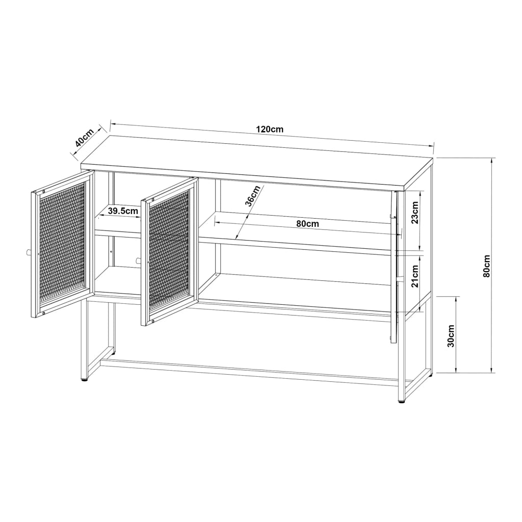 Credenza cassettiera mobile contenitore per soggiorno ingresso camera da letto acciaio 120 x 40 x 80 cm grigio 03_0009040