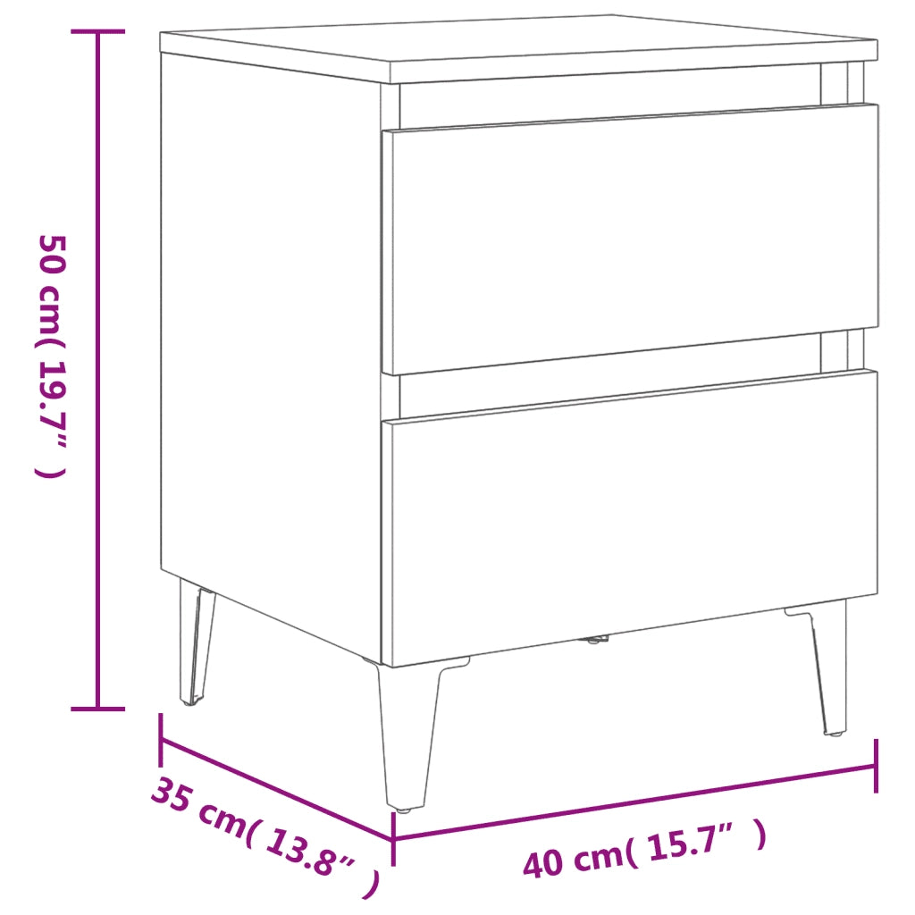 Comodino con Gambe in Metallo Rovere Fumo 40x35x50 cm 813128