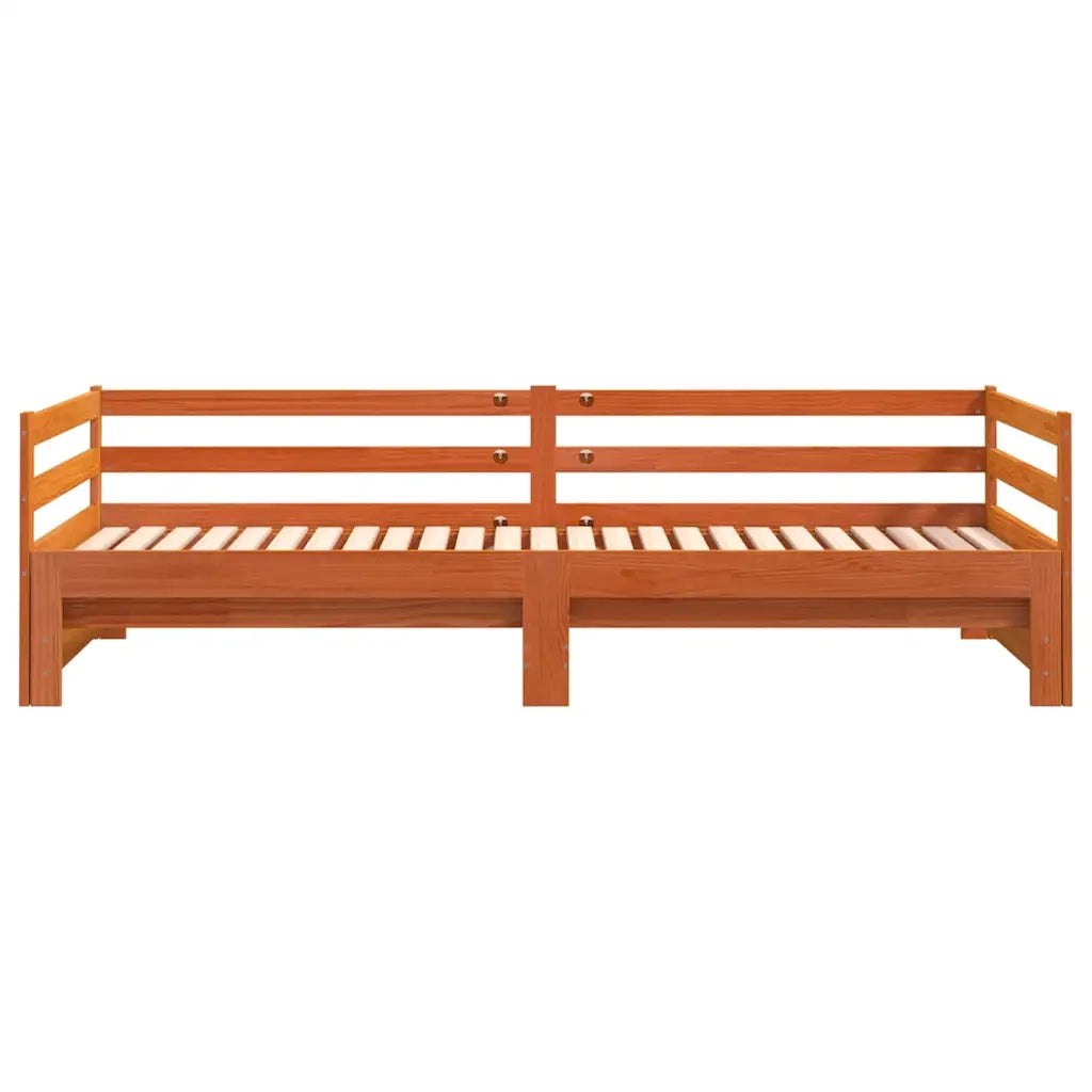 Divano con Letto Estraibile Marrone Cera 80x200cm Massello Pino