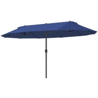 Ombrellone da Giardino Doppio con Apertura a Manovella, Acciaio e Poliestere, 460x270x240 cm, Blu