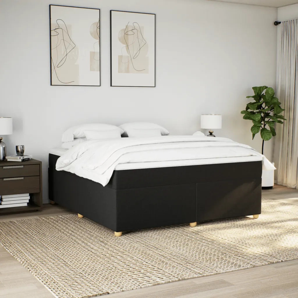 Giroletto a Molle con Materasso Nero 180x200 cm in Tessuto