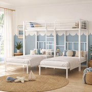 Letto a castello triplo in metallo bianco 90x200 cm
