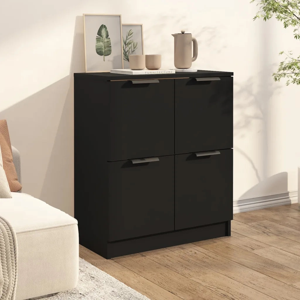 Credenza Nera 60x30x70 cm in Legno Multistrato cod mxl 62196
